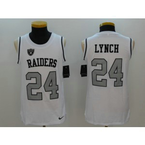 Raiders 24 Marshawn Lynch White Color Rush Tank Top