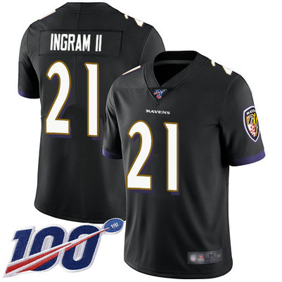 Ravens #21 Mark Ingram II Black Alternate Men's Stitched Football 100th Season Vapor Limited Jersey