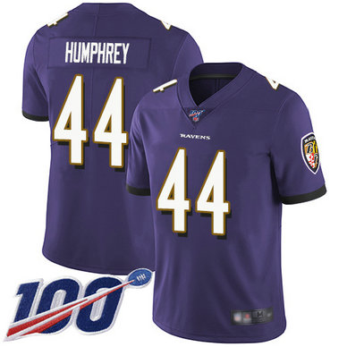 Ravens #44 Marlon Humphrey Purple Team Color Men's Stitched Football 100th Season Vapor Limited Jersey