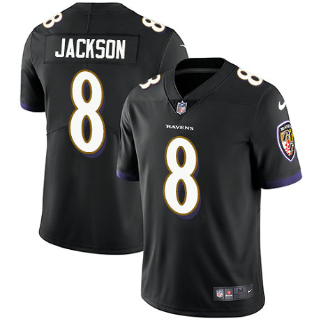 Ravens #8 Lamar Jackson Black Alternate Men's Stitched Football Vapor Untouchable Limited Jersey