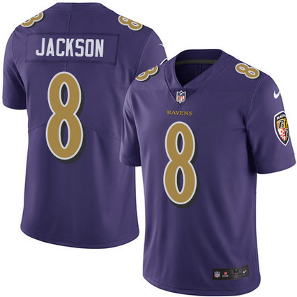 Ravens #8 Lamar Jackson Purple Men's Stitched Football Limited Rush Jersey