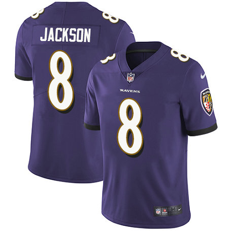 Ravens #8 Lamar Jackson Purple Team Color Men's Stitched Football Vapor Untouchable Limited Jersey