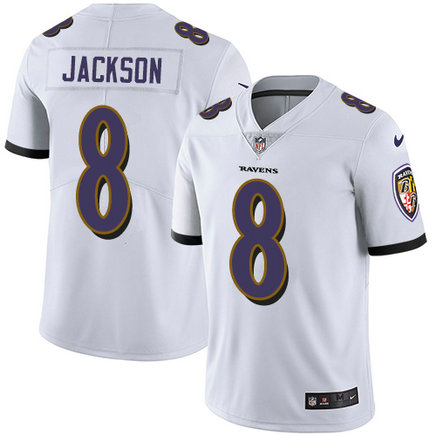 Ravens #8 Lamar Jackson White Men's Stitched Football Vapor Untouchable Limited Jersey