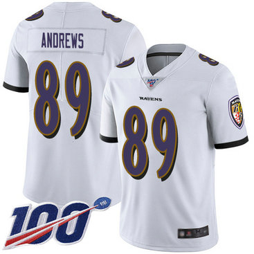 Ravens #89 Mark Andrews White Men's Stitched Football 100th Season Vapor Limited Jersey
