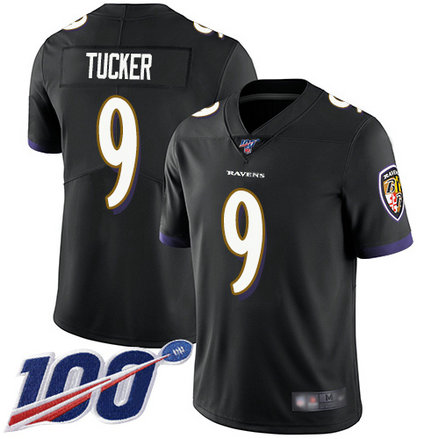Ravens #9 Justin Tucker Black Alternate Men's Stitched Football 100th Season Vapor Limited Jersey