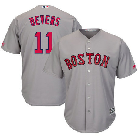 Red Sox 11 Rafael Devers Gray Cool Base Jersey
