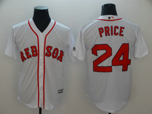 Red Sox 24 David Price White Cool Base Jersey