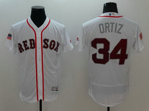 Red Sox 34 David Ortiz White Fashion Stars & Stripes Flexbase Jersey