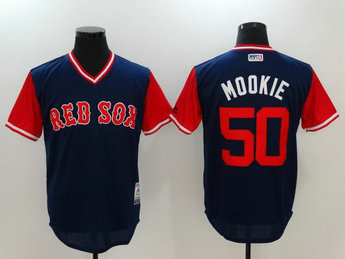 Red Sox 50 Mookie Betts Mookie Majestic Navy 2017 Players Weekend Team Nickname Jersey