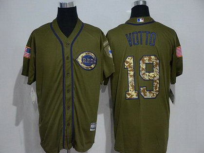 Reds 19 Joey Votto Olive Green New Cool Base Jersey