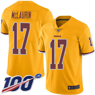 Redskins #17 Terry McLaurin Gold Men's Stitched Football Limited Rush 100th Season Jersey