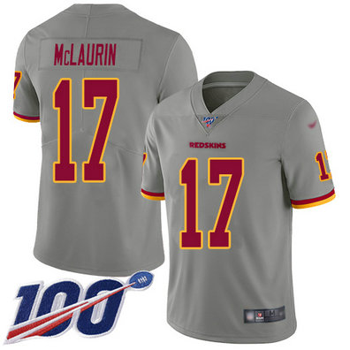 Redskins #17 Terry McLaurin Gray Men's Stitched Football Limited Inverted Legend 100th Season Jersey