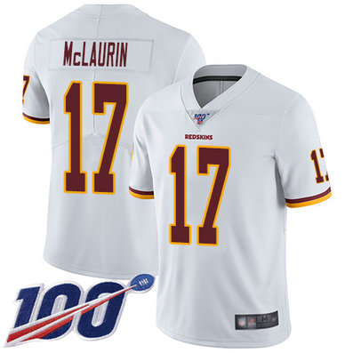 Redskins #17 Terry McLaurin White Men's Stitched Football 100th Season Vapor Limited Jersey