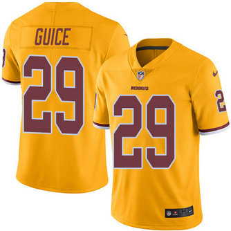 Redskins #29 Derrius Guice Gold Men's Stitched Football Limited Rush Jersey