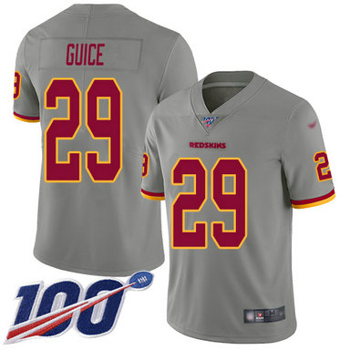 Redskins #29 Derrius Guice Gray Men's Stitched Football Limited Inverted Legend 100th Season Jersey