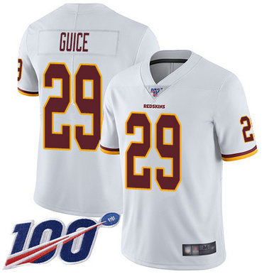Redskins #29 Derrius Guice White Men's Stitched Football 100th Season Vapor Limited Jersey