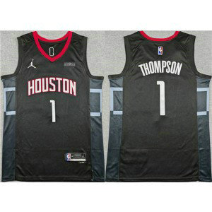 Rockets 1 Amen Thompson Black Statement Edition Jordan Men Jersey