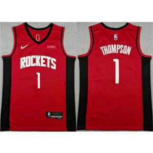 Rockets 1 Amen Thompson Red Icon Edition Men Jersey