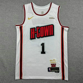 Rockets 1 Thompson White Men Jersey