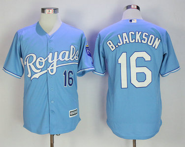Royals 16 Bo Jackson Light Blue Cool Base Jersey