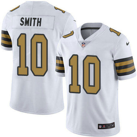 Saints #10 Tre'Quan Smith White Men's Stitched Football Limited Rush Jersey