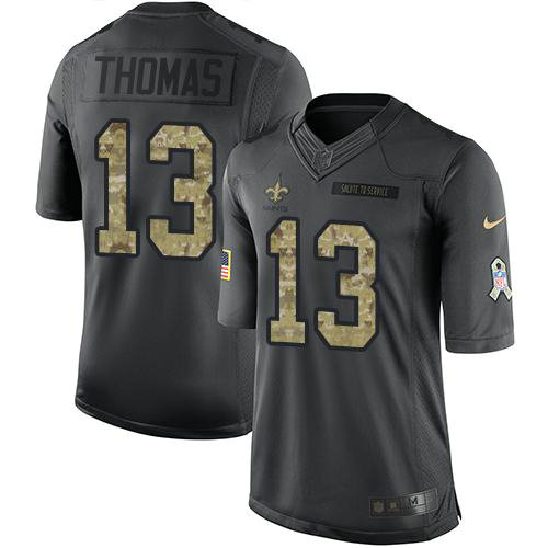 Saints #13 Michael Thomas Black Men's Stitched Football Limited 2016 Salute To Service Jersey