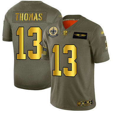 Saints #13 Michael Thomas Camo-Gold Men's Stitched Football Limited 2019 Salute To Service Jersey