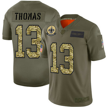 Saints #13 Michael Thomas Olive-Camo Men's Stitched Football Limited 2019 Salute To Service Jersey