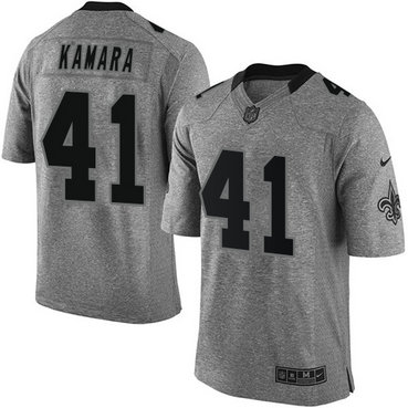 Saints #41 Alvin Kamara Gray Men's Stitched Football Limited Gridiron Gray Jersey