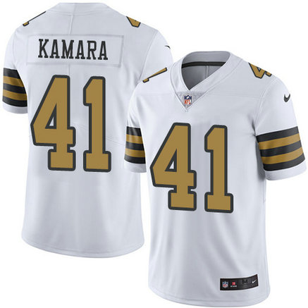 Saints #41 Alvin Kamara White Men's Stitched Football Limited Rush Jersey
