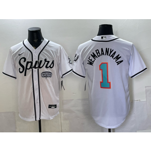 San Antonio Spurs 1 Wambanyama White Baseball Vapor Limited Men Jersey San Antonio Spurs 1 Wambanyama White Baseball Vapor Limited Men Jersey