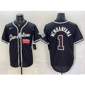 San Antonio Spurs 1 Wembanyama Black Baseball Vapor Limited Men Jersey 1