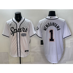 San Antonio Spurs 1 Wembanyama White Baseball Vapor Limited Men Jersey