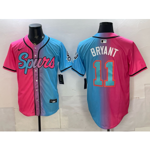 San Antonio Spurs 11 Bryant Pink Blue Baseball Vapor Limited Men Jersey San Antonio Spurs 11 Bryant Pink Blue Baseball Vapor Limited Men Jersey