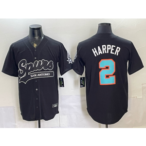 San Antonio Spurs 2 Harper Black Baseball Vapor Limited Men Jersey 1 San Antonio Spurs 2 Harper Black Baseball Vapor Limited Men Jersey 1