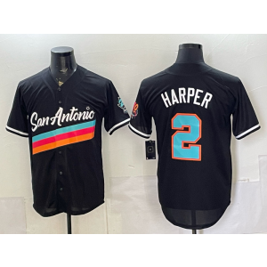 San Antonio Spurs 2 Harper Black Baseball Vapor Limited Men Jersey 1