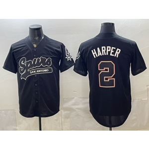 San Antonio Spurs 2 Harper Black Baseball Vapor Limited Men Jersey 3