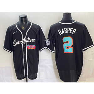 San Antonio Spurs 2 Harper Black Baseball Vapor Limited Men Jersey