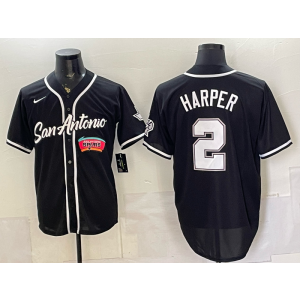 San Antonio Spurs 2 Harper Black Baseball Vapor Limited Men Jersey