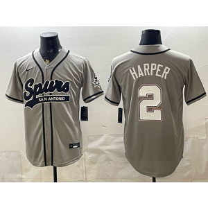 San Antonio Spurs 2 Harper Grey Baseball Vapor Limited Men Jersey (3)