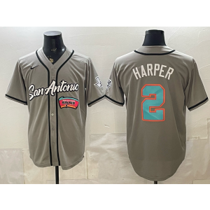 San Antonio Spurs 2 Harper Grey Baseball Vapor Limited Men Jersey 2