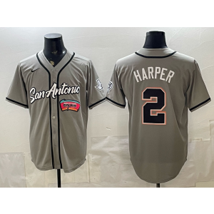 San Antonio Spurs 2 Harper Grey Baseball Vapor Limited Men Jersey