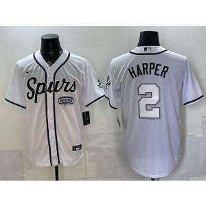 San Antonio Spurs 2 Harper White Baseball Vapor Limited Men Jersey