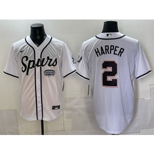 San Antonio Spurs 2 Harper White Baseball Vapor Limited Men Jersey 1
