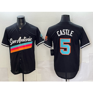 San Antonio Spurs 5 Castle Black Baseball Vapor Limited Men Jersey 1