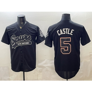 San Antonio Spurs 5 Castle Black Baseball Vapor Limited Men Jersey 3