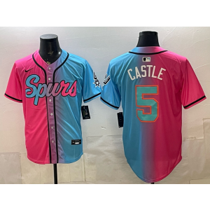 San Antonio Spurs 5 Castle Pink Blue Split Baseball Vapor Limited Men Jersey San Antonio Spurs 5 Castle Pink Blue Split Baseball Vapor Limited Men Jersey