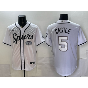 San Antonio Spurs 5 Castle White Baseball Vapor Limited Men Jersey