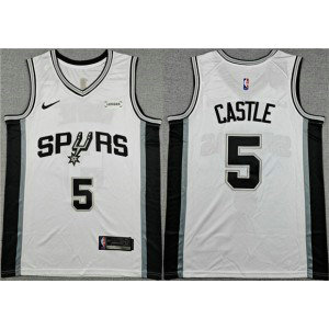 San Antonio Spurs 5 Stephon Castle White 2025-26 Association Men Jersey