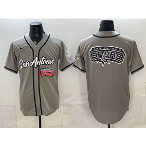 San Antonio Spurs Grey Baseball Logo Vapor Limited Men Jersey 1